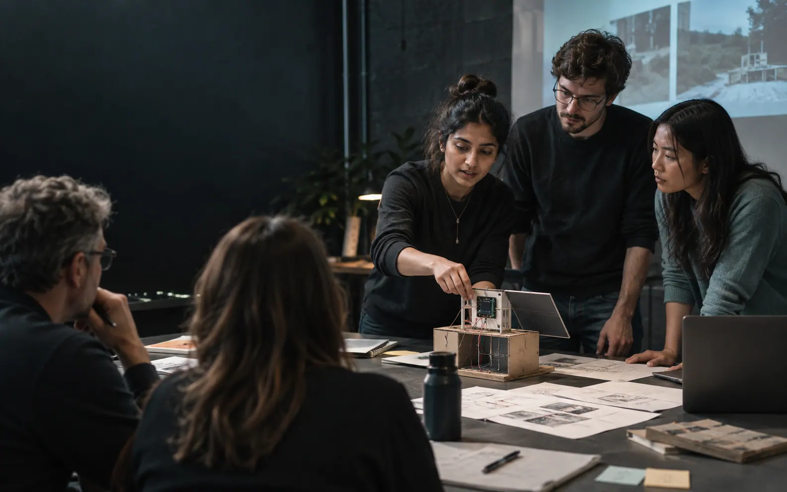 Personas presentando un prototipo durante un reto técnico